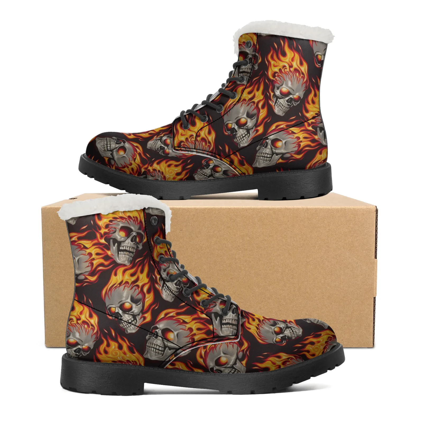 Fire Skull Patterns Snow Boots - Men Shoes Eu To Us recension och pris
