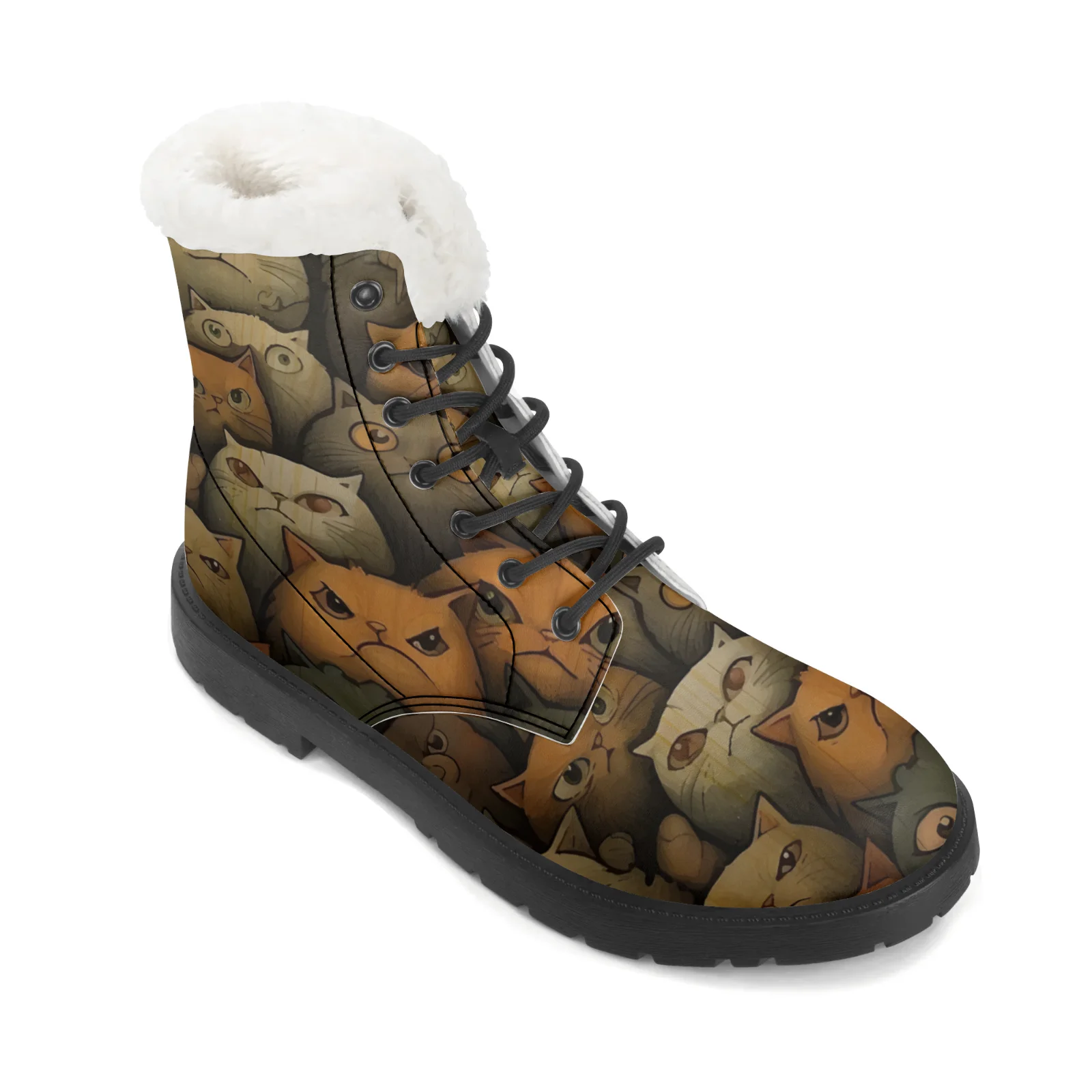 Cute Cats Prints Plush Snow Bo - Men Shoes Eu To Us recension och pris