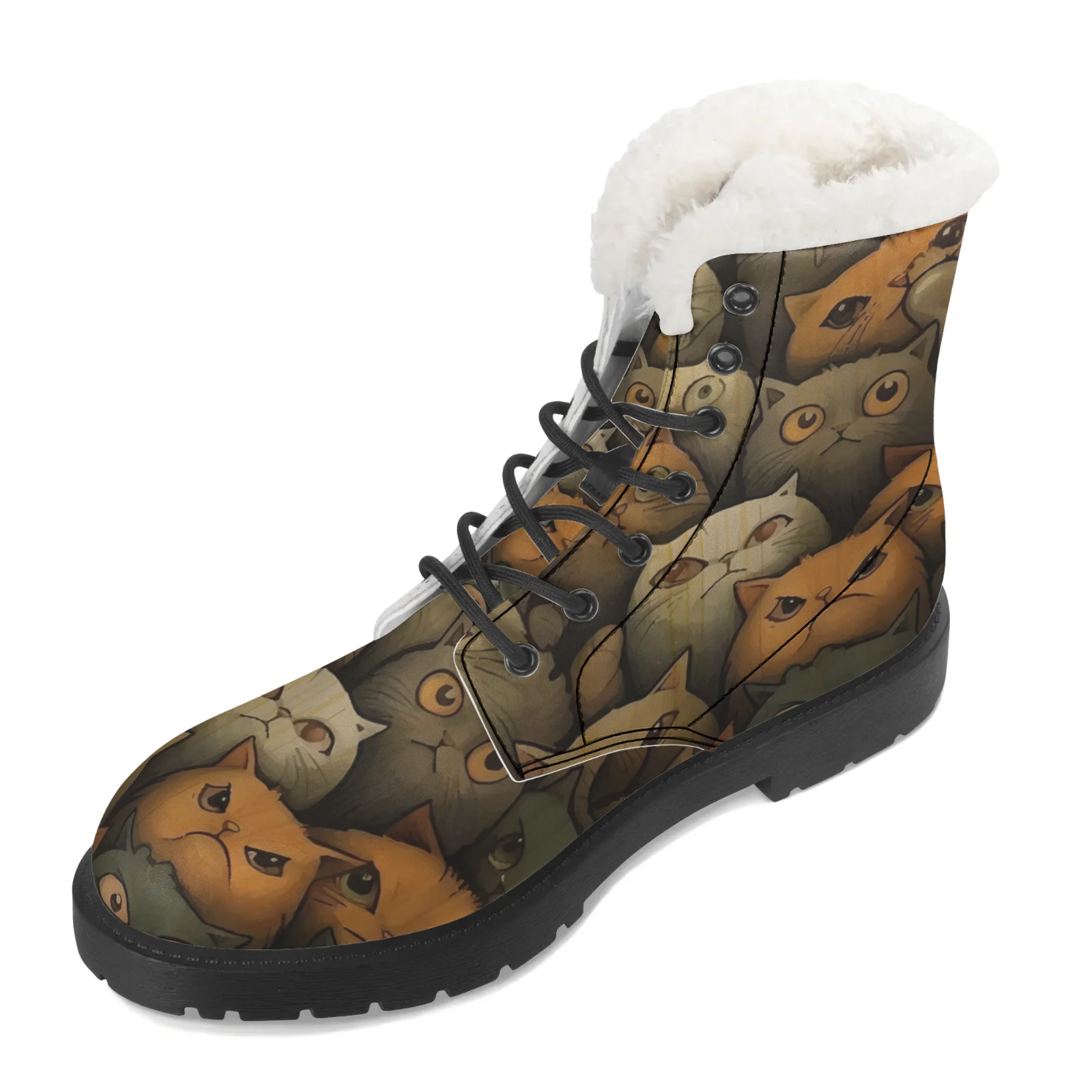 Cute Cats Prints Plush Snow Bo - Men Shoes Eu To Us recension och pris