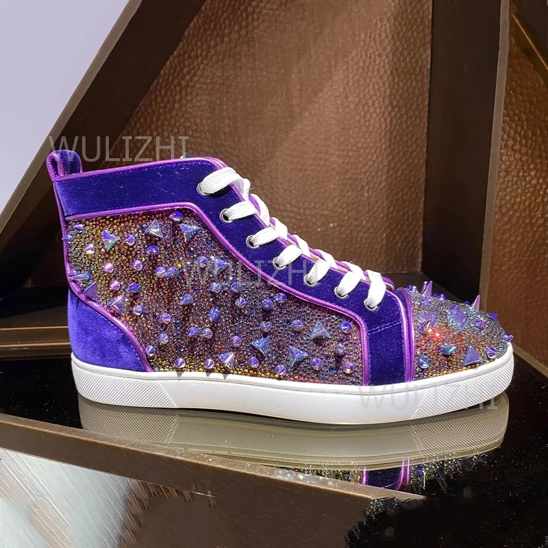 Dark Purple Crystal Rivet Men  - Men Shoes Boss recension och pris